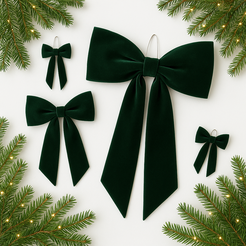 Emerald Green Draping Velvet Bows (4 Sizes)