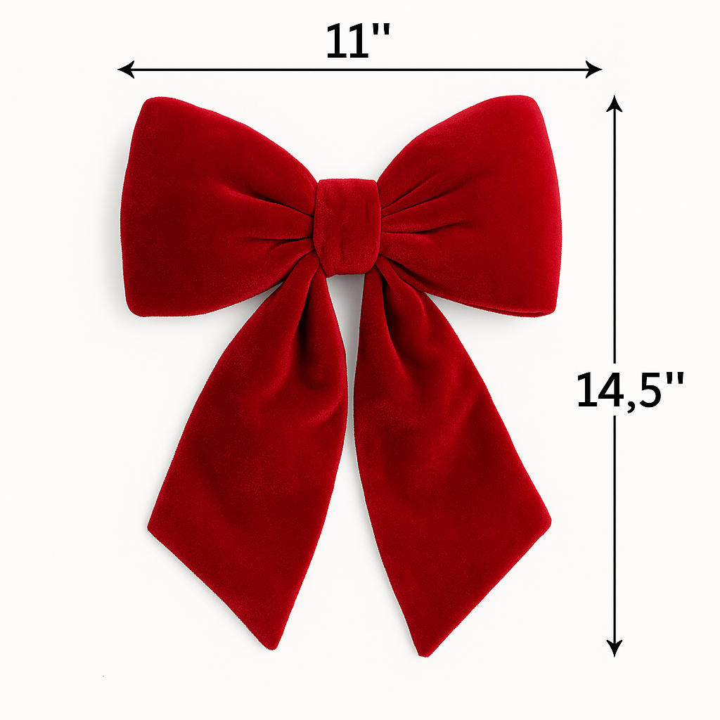 🎀 Plush Red Velvet Bows – Luxury Christmas Décor