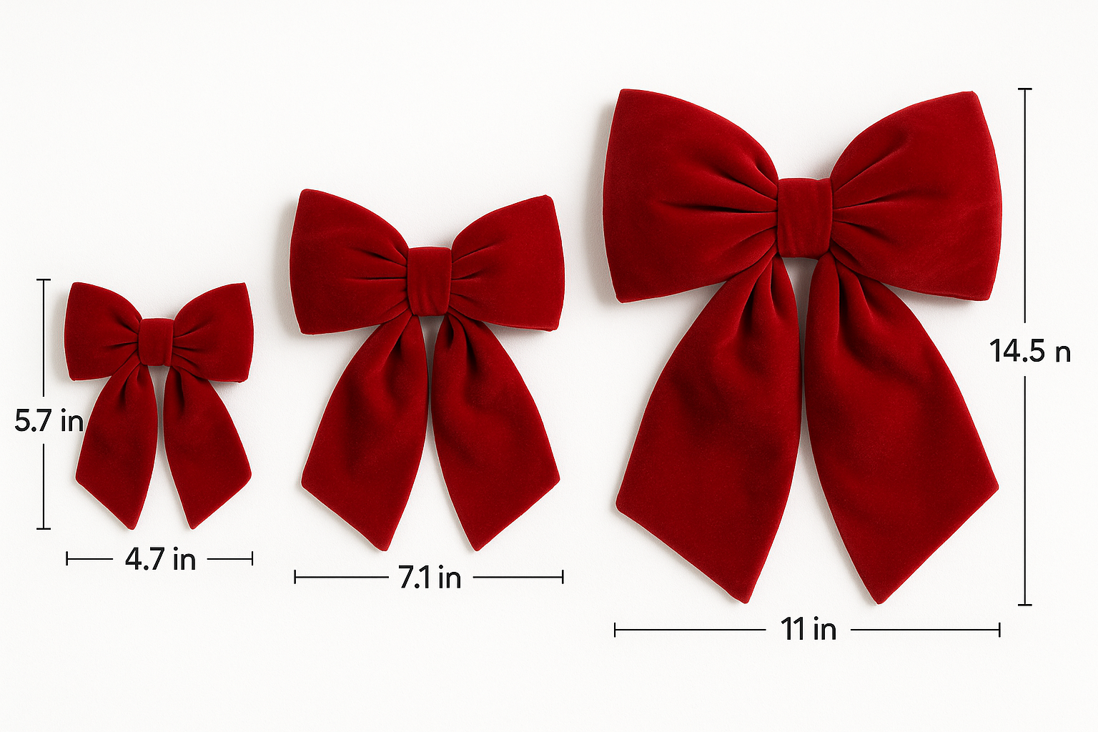 🎀 Plush Red Velvet Bows – Luxury Christmas Décor