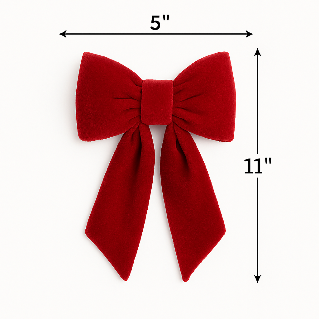 🎀 Plush Red Velvet Bows – Luxury Christmas Décor