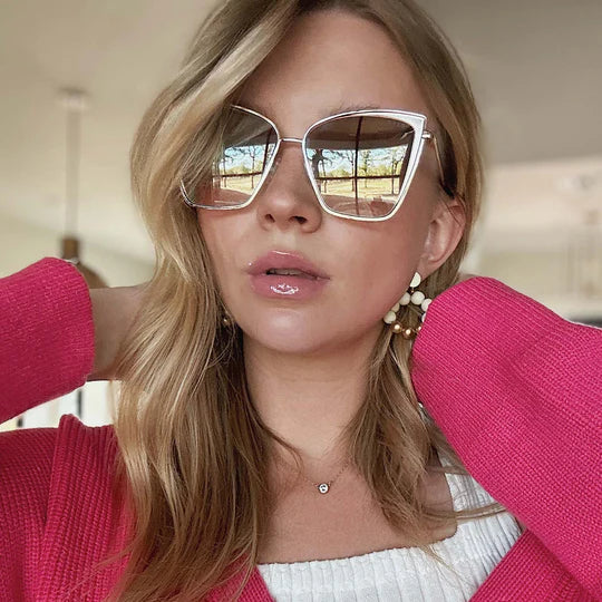 DIFF Becky Gold Flash Brown Gradient Sunglasses
