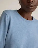 EMERALD COLLECTION Florida Mongolian Cashmere Crewneck Sweater in Faded Denim Size L