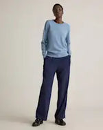 EMERALD COLLECTION Florida Mongolian Cashmere Crewneck Sweater in Faded Denim Size L