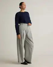 EMERALD COLLECTION Florida Mongolian Cashmere Crewneck Sweater in Navy Size L