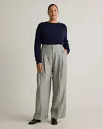 EMERALD COLLECTION Florida Mongolian Cashmere Crewneck Sweater in Navy Size L