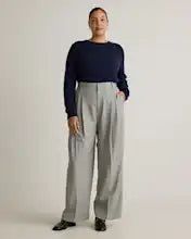 EMERALD COLLECTION Florida Mongolian Cashmere Crewneck Sweater in Navy Size L