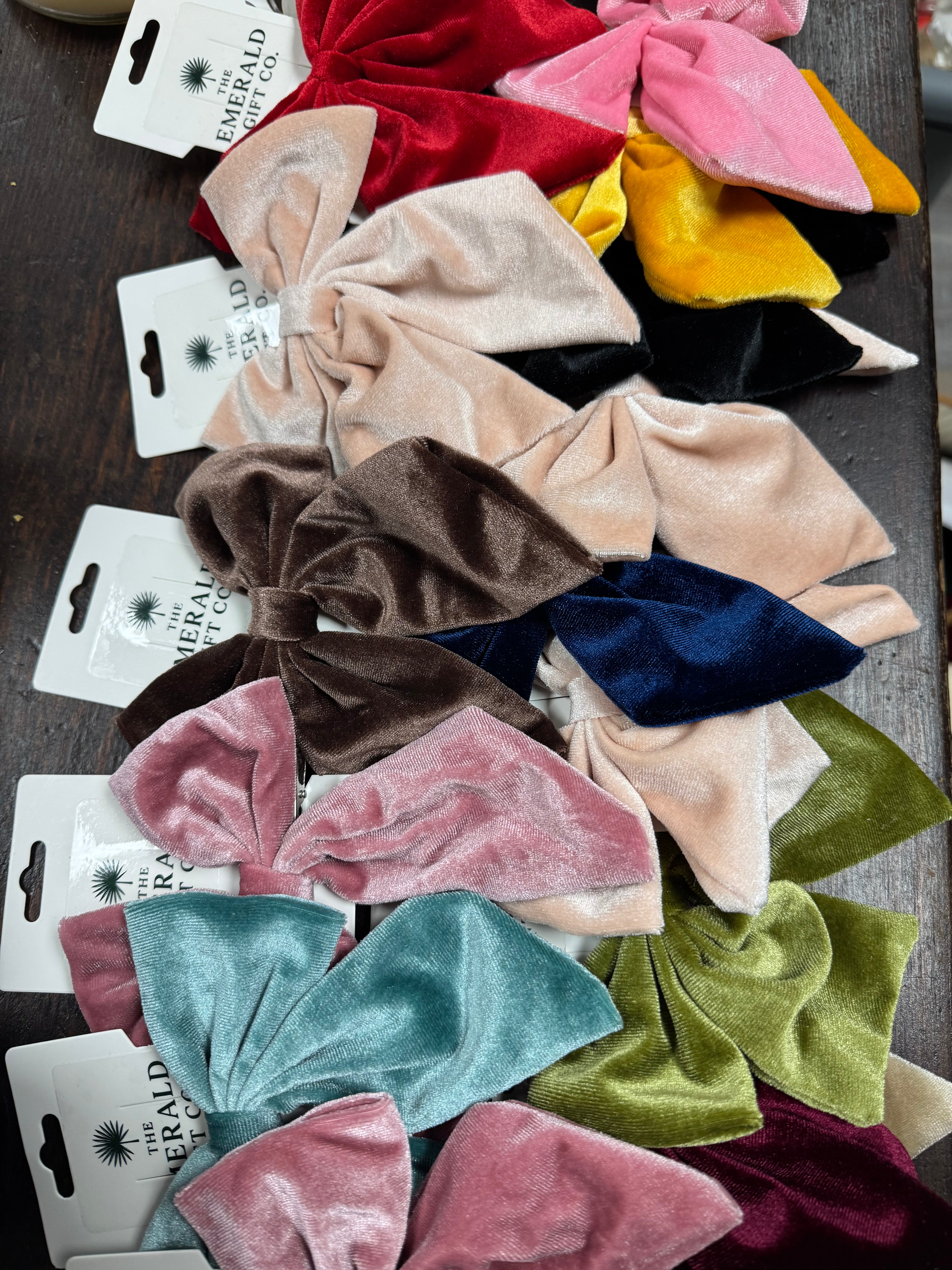 Velvet hair bows Assorted Colors 5"