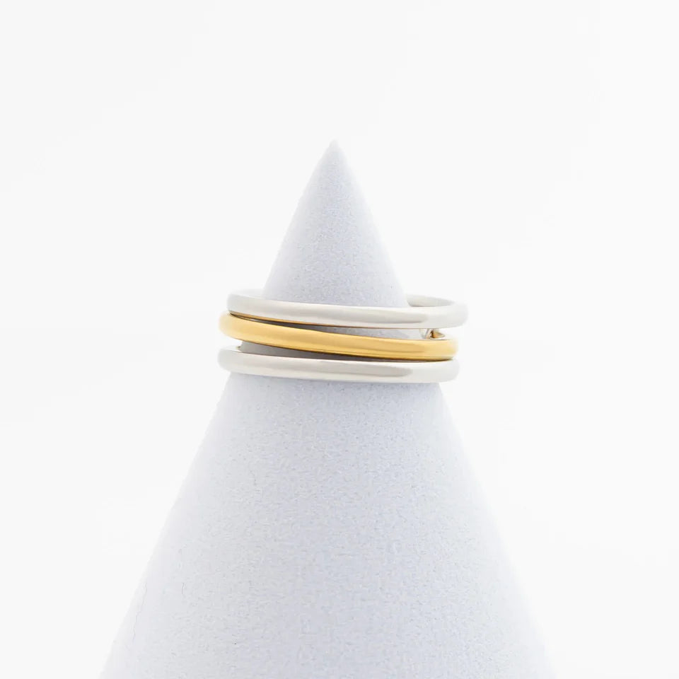 18K Gold PVD Stainless Steel Mixed Metal Triple Intertwined Ring