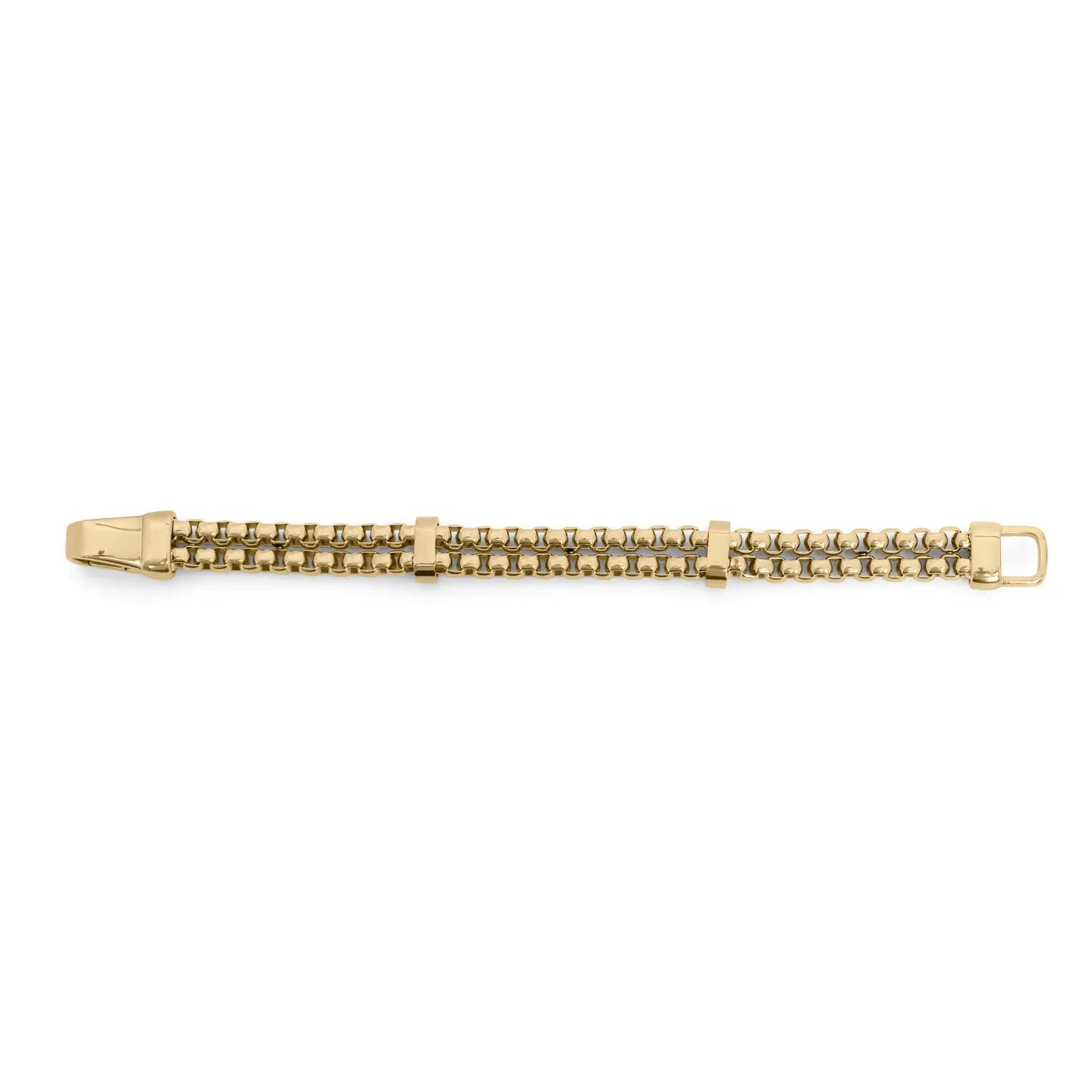 18K Gold Pvd Double Chain Metal Clasp Bracelet