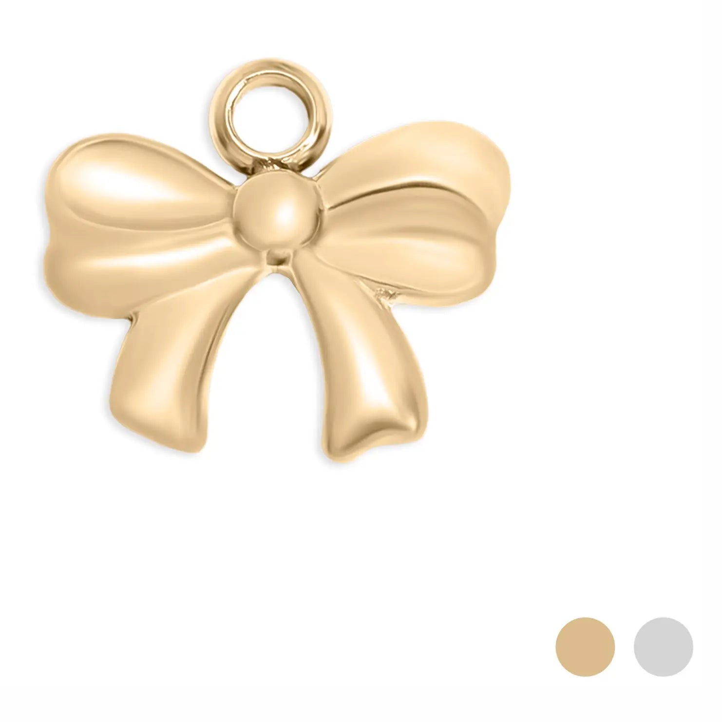 18K Gold Pvd Stainless Steel Ribbon Bow Charm CHARM ONLY