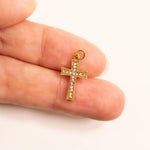 18K Gold Pvd Stainless Steel Stone Cross Charm CHARM ONLY