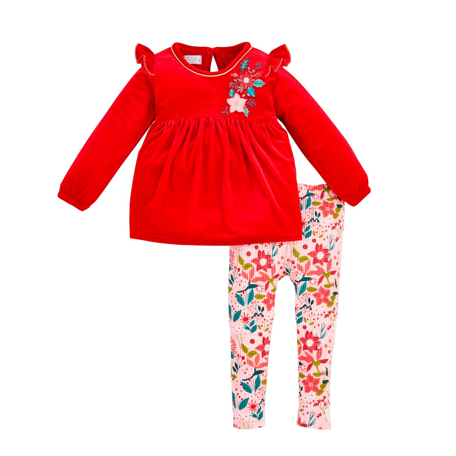 MUD PIE Poinsettia Tunic & Legging Set 2T