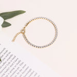 18K Gold Pvd Coated Cubic Zirconia Tennis Bracelet 6.5"