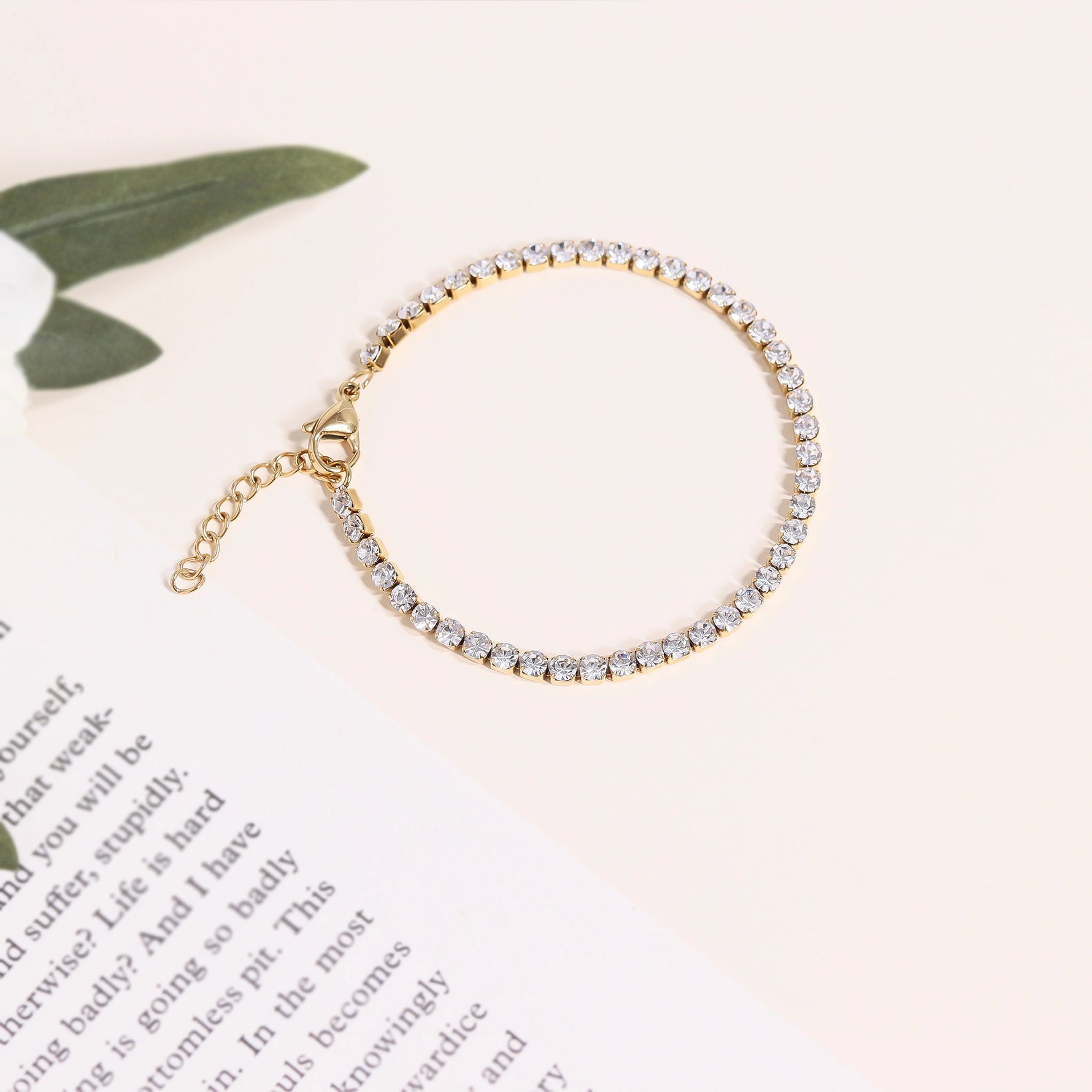 18K Gold Pvd Coated Cubic Zirconia Tennis Bracelet 6.5"