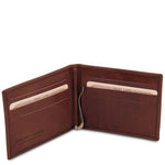 TL Exclusive Leather Card Holder with Money Clip - Brown