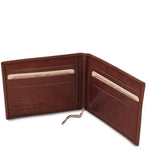 TL Exclusive Leather Card Holder with Money Clip - Brown