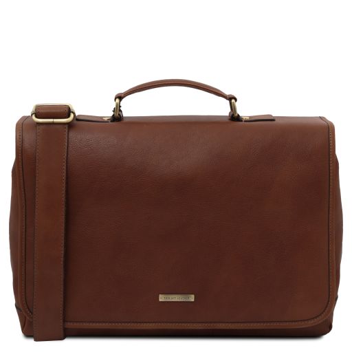 Leather Multi Compartment TL SMART Briefcase With Flap
