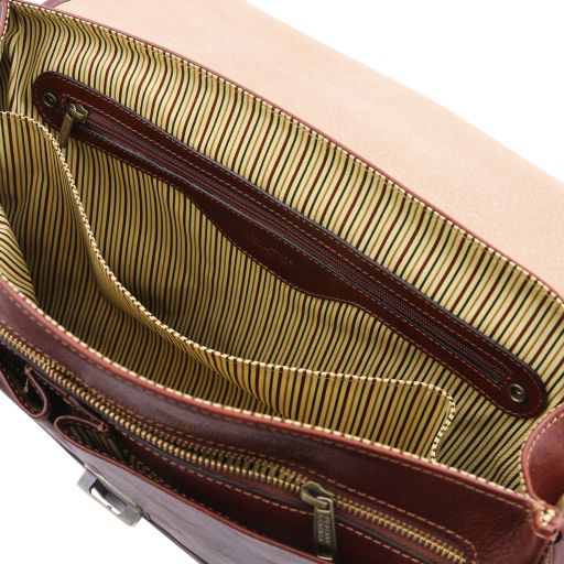 Leather Multi Compartment TL SMART Briefcase With Flap