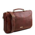 Leather Multi Compartment TL SMART Briefcase With Flap
