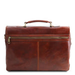 Leather Multi Compartment TL SMART Briefcase With Flap