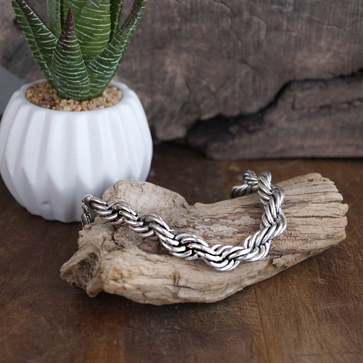 Luna Links – Silver Boho Bangles Collection: Caviar Texture - Two Tone