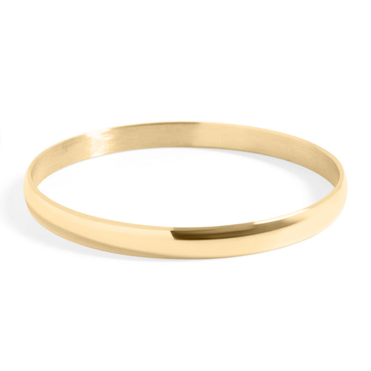 18K Gold PVD Coated Engravable Stainless Steel Bangle: 60mm