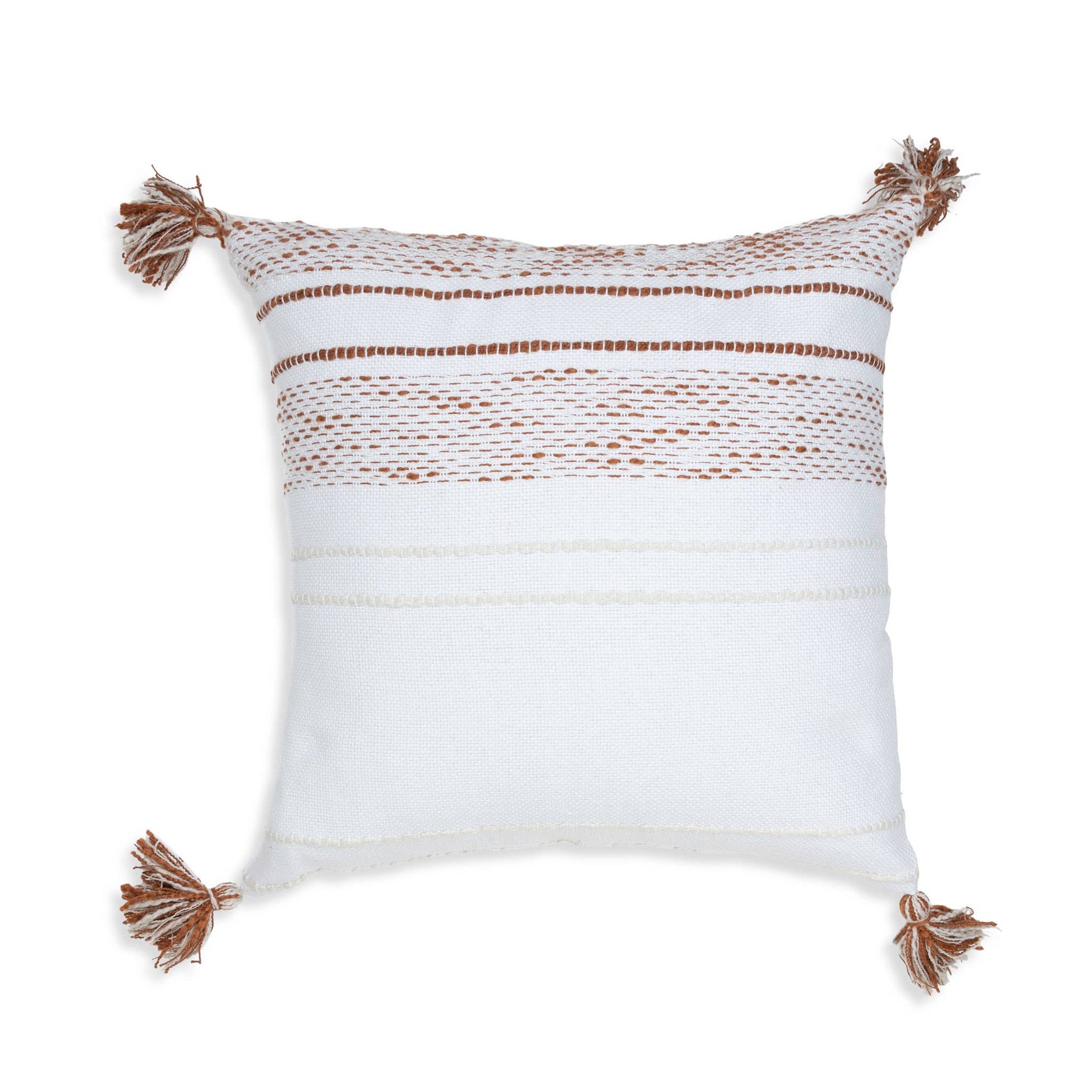 Tylanne 18X18" Handwoven Striped Indoor/Outdoor Throw Pillow: Tidal Teal