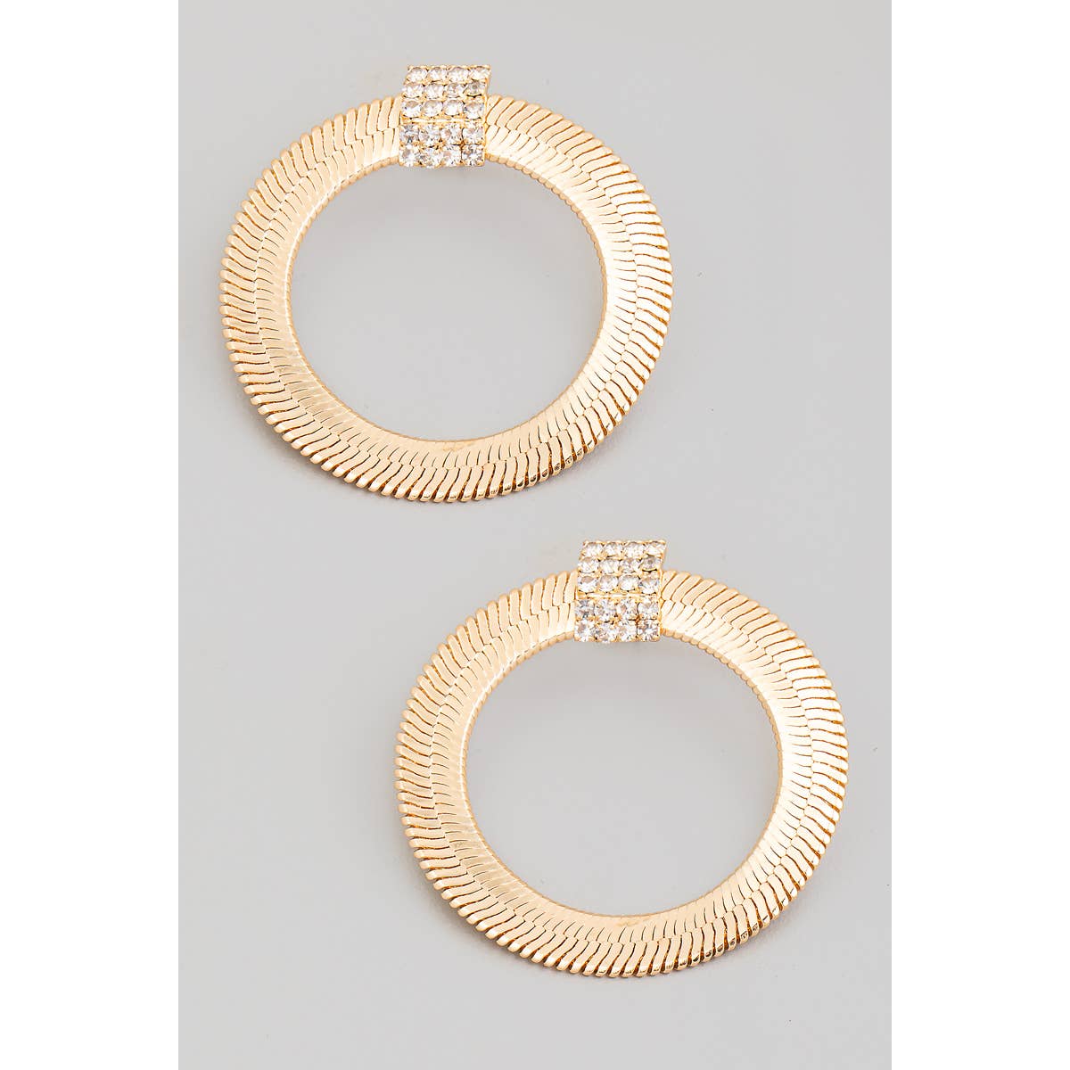 Flat Solid Snake Chain Hoop Drop Earrings