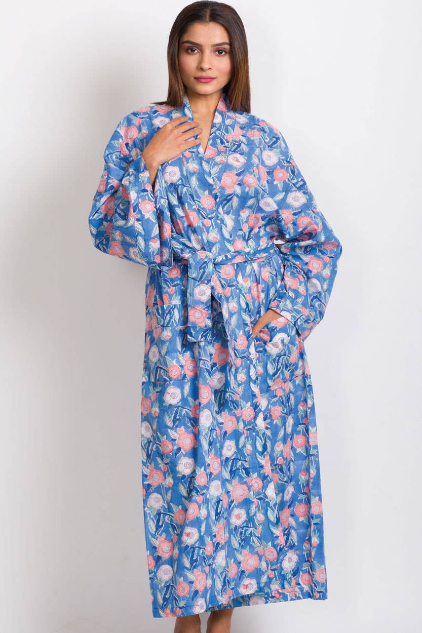 Rani Kimono Robes: Ivory Multi Birds
