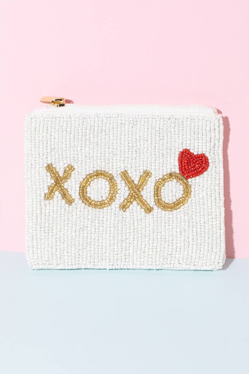 Xoxo Heart Beaded Coin Purse