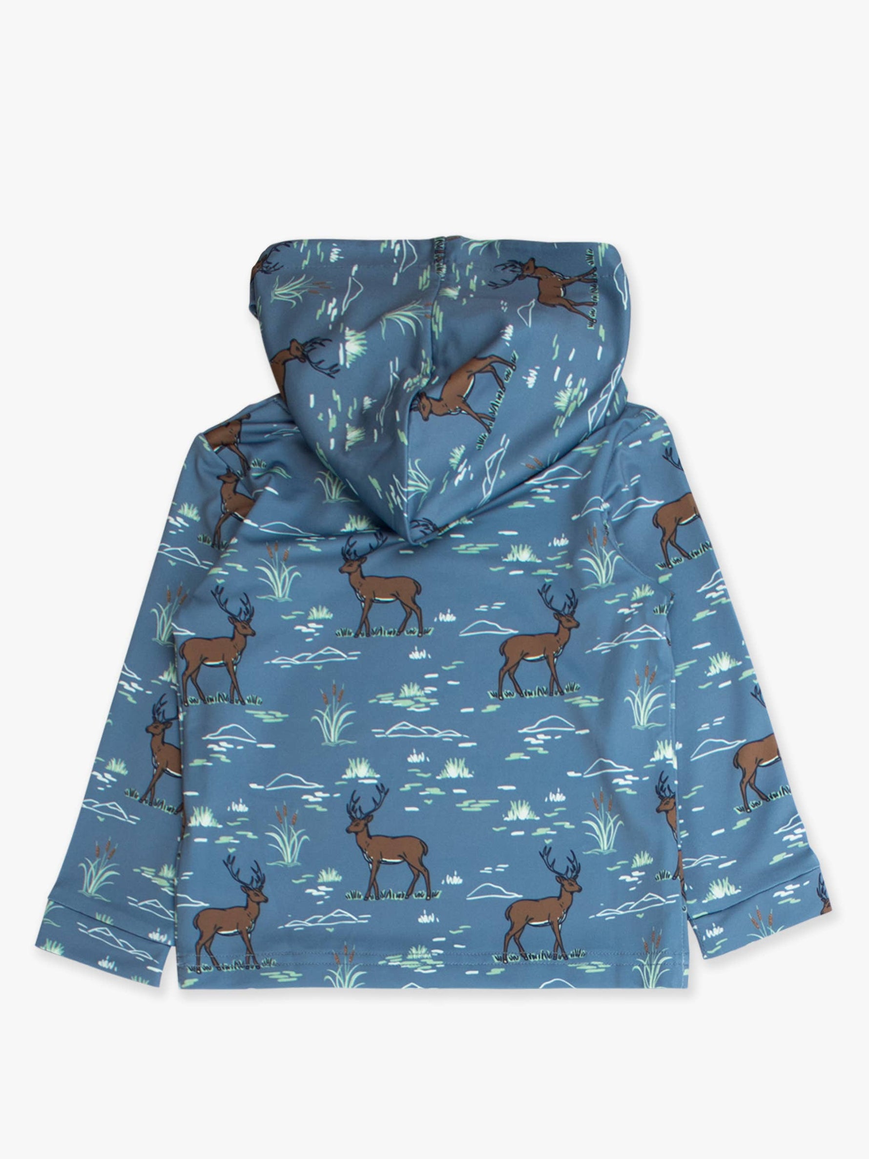 Boys Deer Antler Adventure Performance Hooded Shirt: Blue / 3T