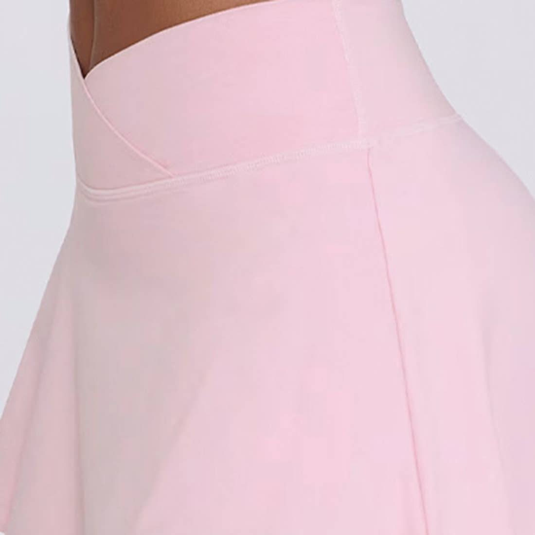 Women's Tennis Set:Halterneck Tank Top And Cross-Waist Skirt: Pink / S