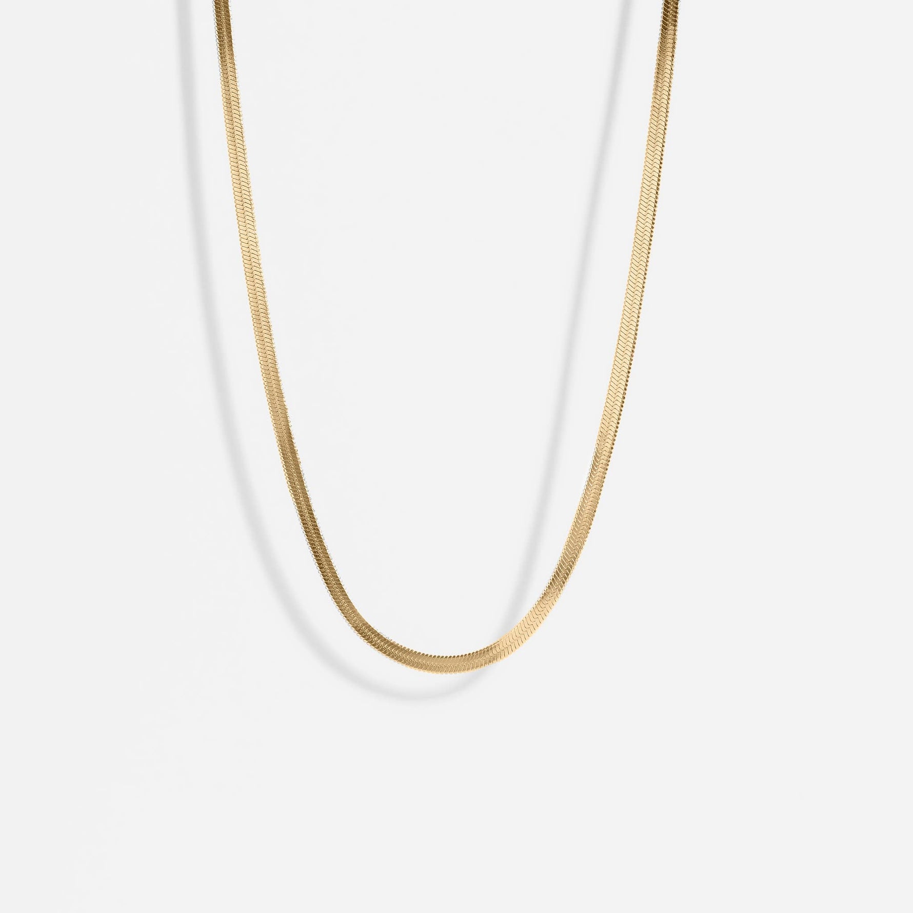 18K Gold Stainless Steel Herringbone Chain Necklace: 16" / 3mm