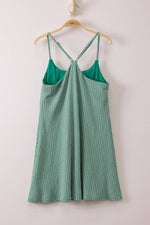 ND32119 - Textured Checkered Knit Activewear Tennis Dress: KELLY GREEN / S-M-L/2-2-2