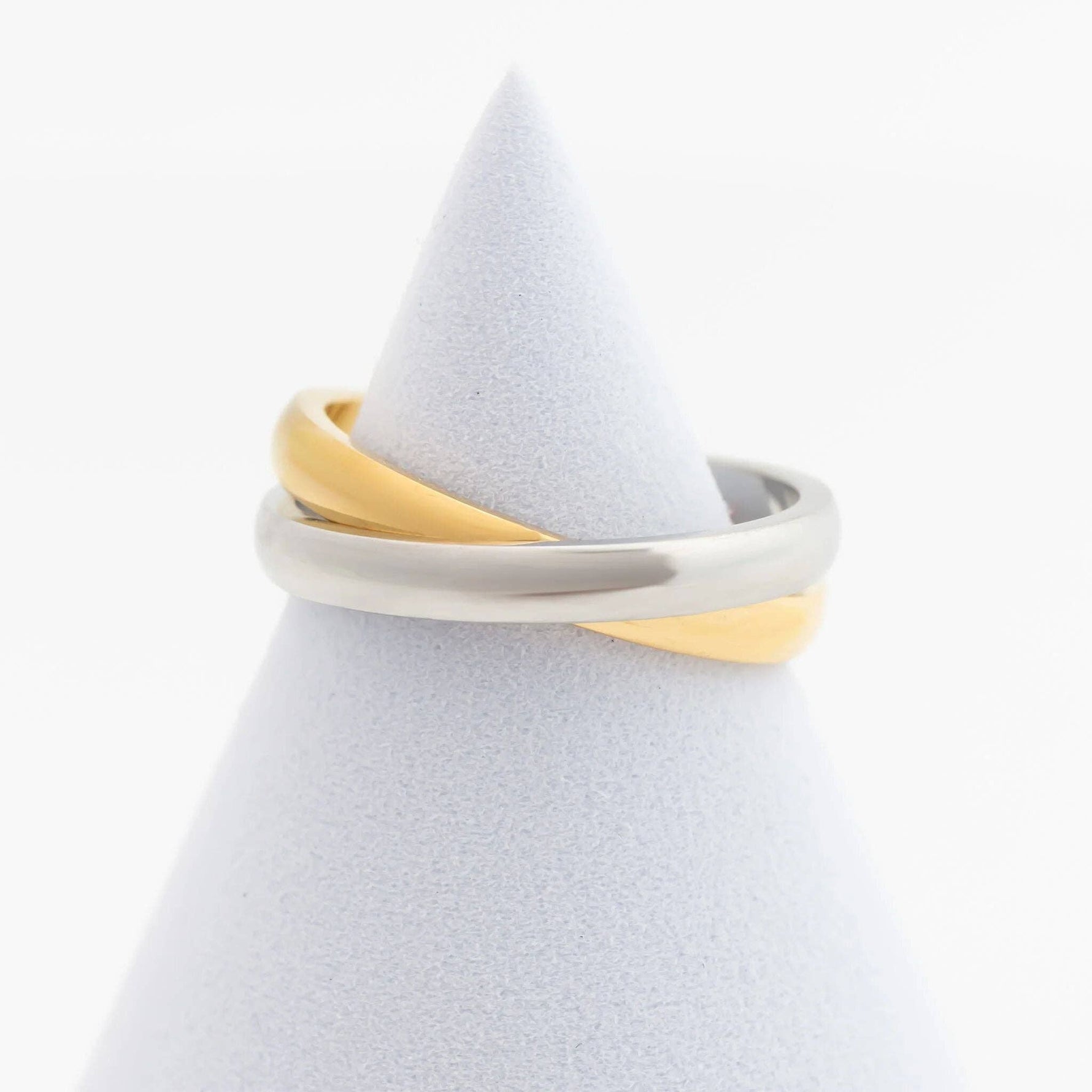 18K Gold PVD Stainless Steel Mixed Metal Intertwined Ring: Mixed Metal / 6