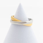 18K Gold PVD Stainless Steel Mixed Metal Intertwined Ring: Size 8