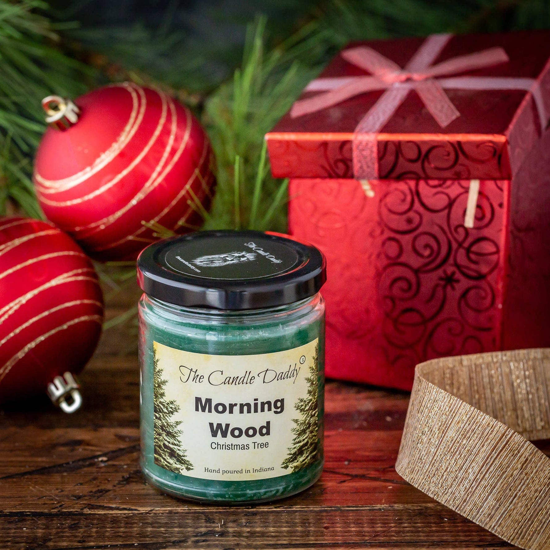 Morning Wood Christmas Holiday Candle - Funny Blue