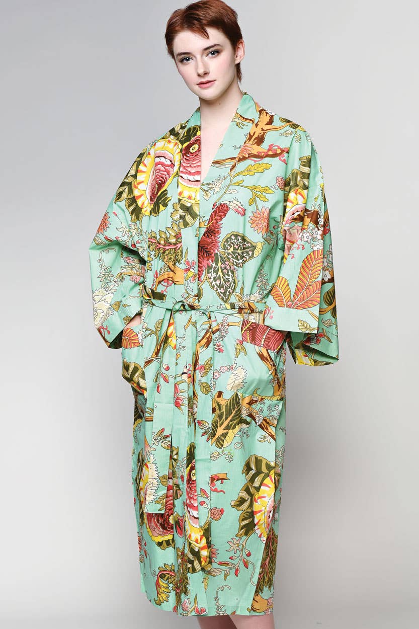 Rani Kimono Robes: Teal & Rose