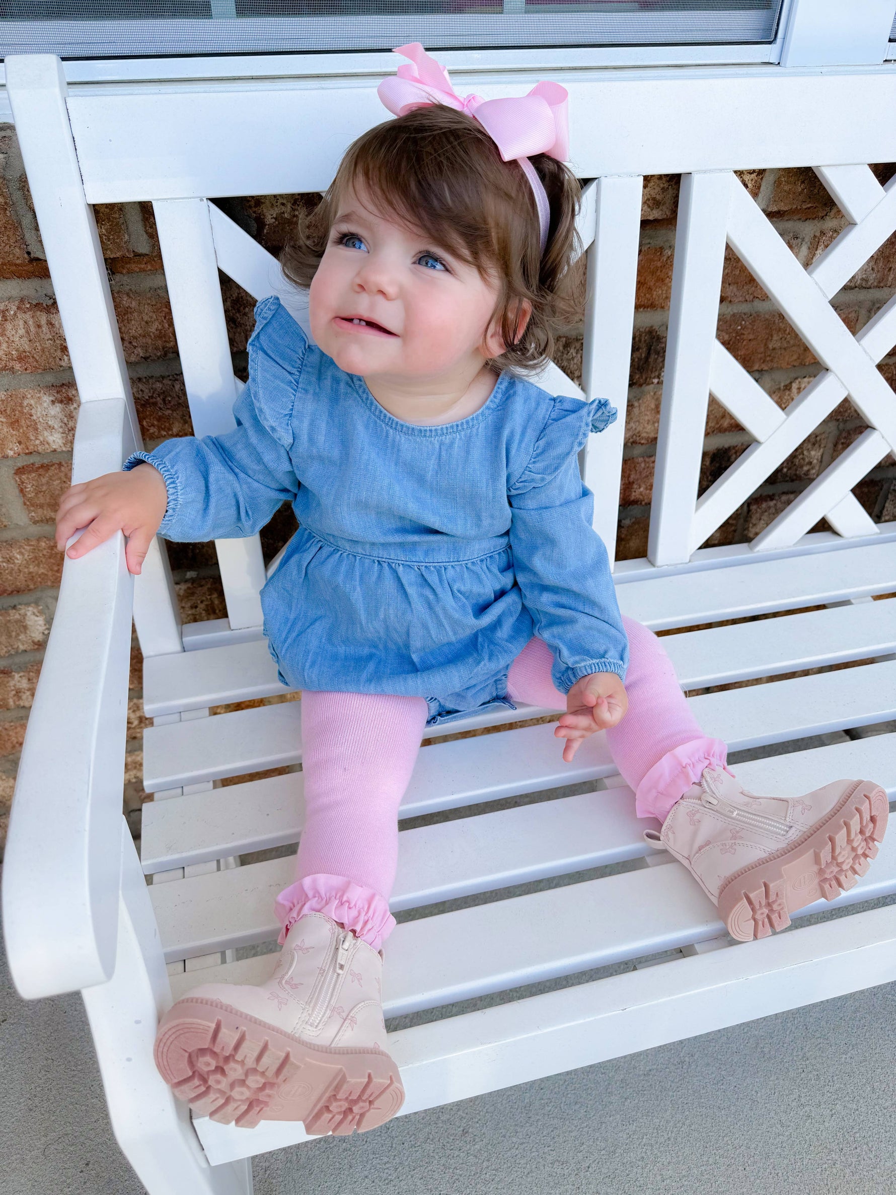 Girls Pink Footless Ruffle Tights: Pink / 12-24m