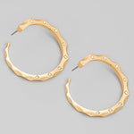 Wavy Round Studded Hoop Earrings