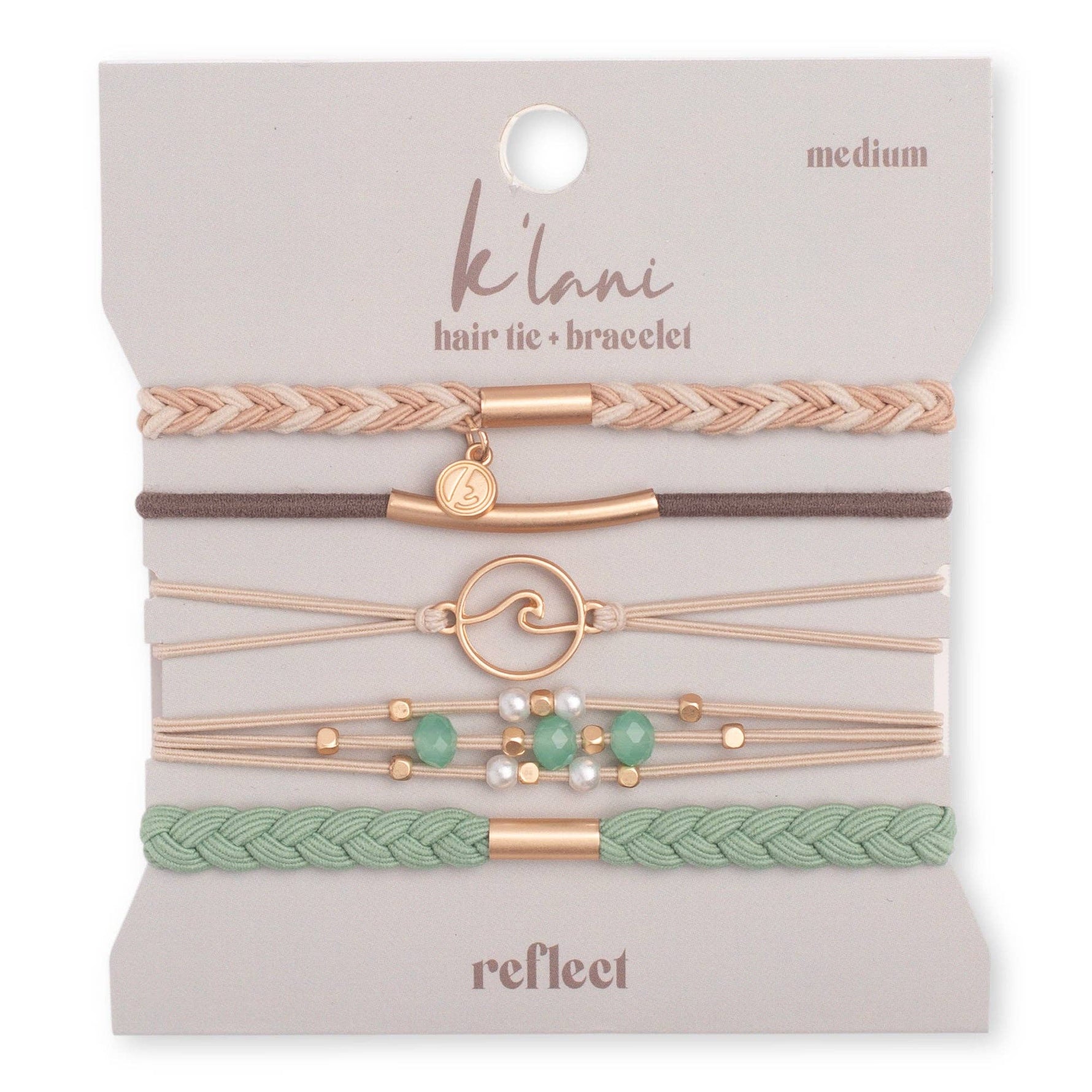 "Reflect" Gold Wave with Beachy Neutrals Hair Tie Bracelets