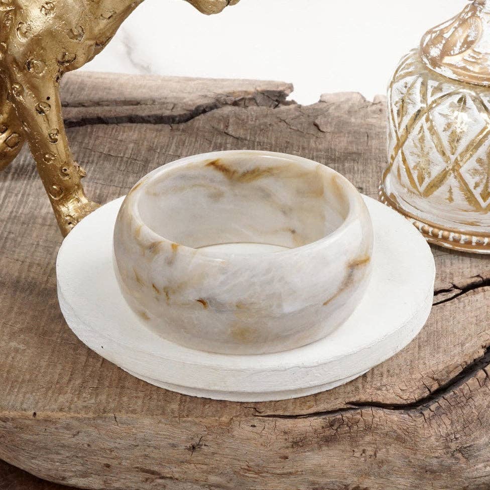 Café Glow – Wide Rounded Acrylic Bangles: Ivory