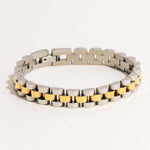 Two Tone Mixed Metal Rounded Watch Chain Bracelet