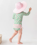 Girls Pink Seersucker Swim Hat: 0-12m