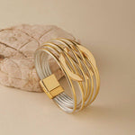 Circle Leatherette Magnetic Bracelet: Gold
