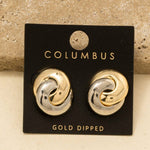 Gold Dipped Two Tone Knot Stud Earrings