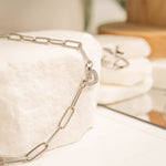 18K Gold PVD Stainless Steel "Heart" Paperclip Bracelet: Gold