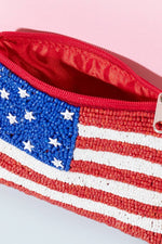 American Flag Beaded Coin Purse