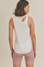 Asymmetric Cutout Lightweight Rib Tank Top: Mauve / M