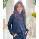 Brushed Hacci High Low Pullover   Black   -Asst.: Large